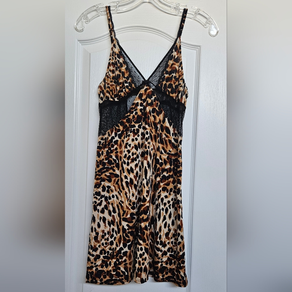 Y2K Betsey Johnson Intimates Baby Doll Night Gown Medium Animal Lace Sheer